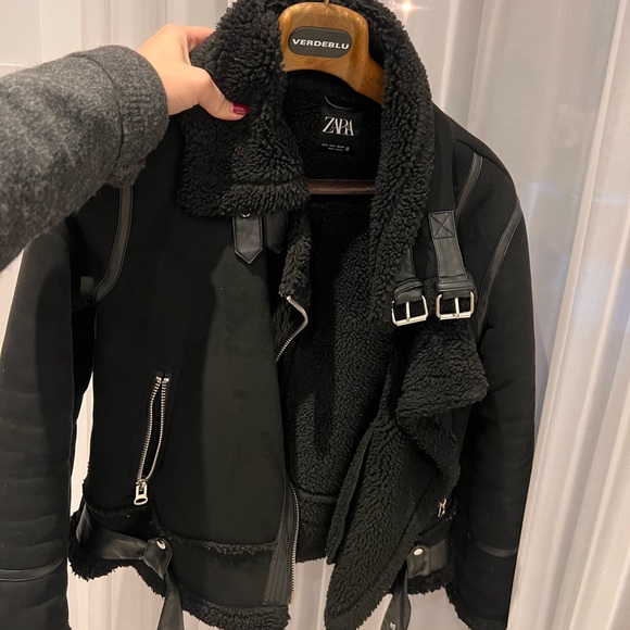 ZARA FLEECE BIKER JACKET - Picture 5 of 5
